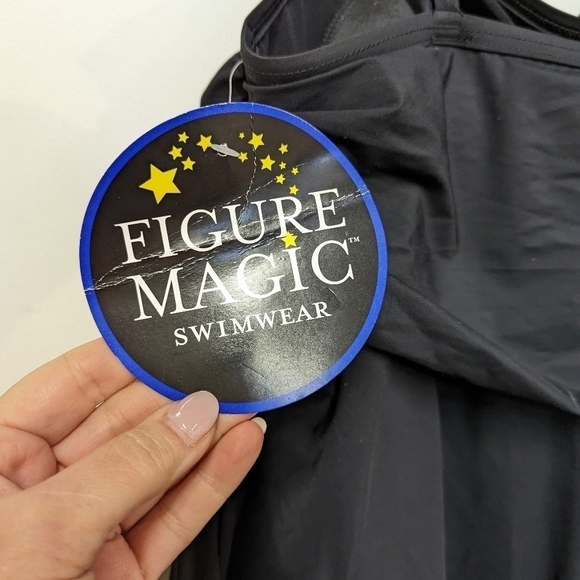 Figure Magic Black Slimming Ruched Swim Dress 12 - Picture 3 of 10